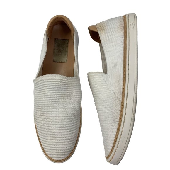 Ugg womens Sz 8 sneaker Slip on Sammy Alameda White Flats Shoes Stretch 6570 GUC - Picture 11 of 11